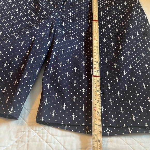 Talbots 14 Navy Blue Anchor Print Bermuda Shorts Preppy Nautical Cotton - Picture 8 of 9